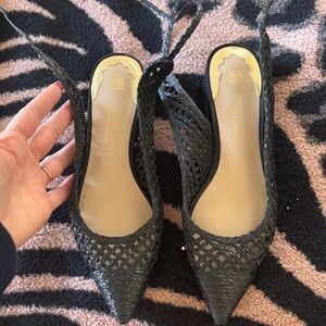 ANTONIO MELANI Jennifer Simko Black Woven Wrap Flats